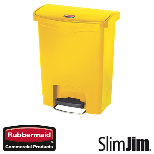 Afvalbak Slim Jim Front Step On container Rubbermaid 30 liter geel
